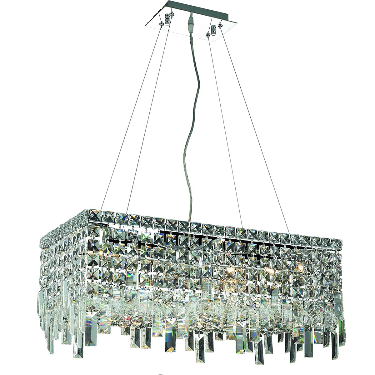 Elegant Lighting 2035D24c-Rc 24 L x 12 W x 105 H in Maxim collection Hanging Fixture - Royal cut- chrome Finish